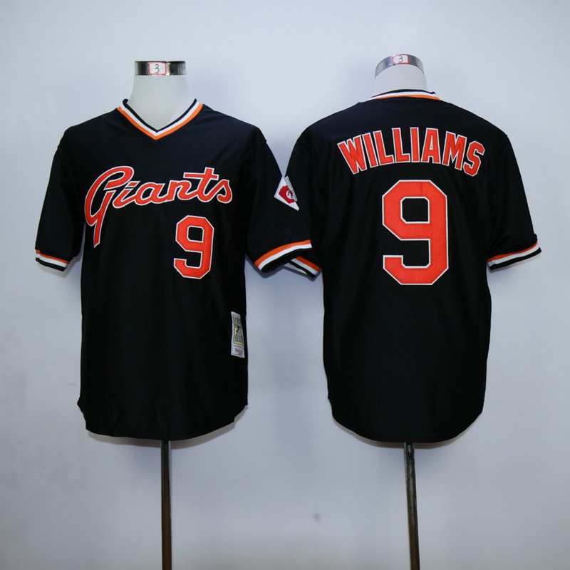 Men San Francisco Giants #9 Williams Black Throwback MLB Jerseys